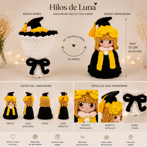 Amigurumi de graduacion 15cm