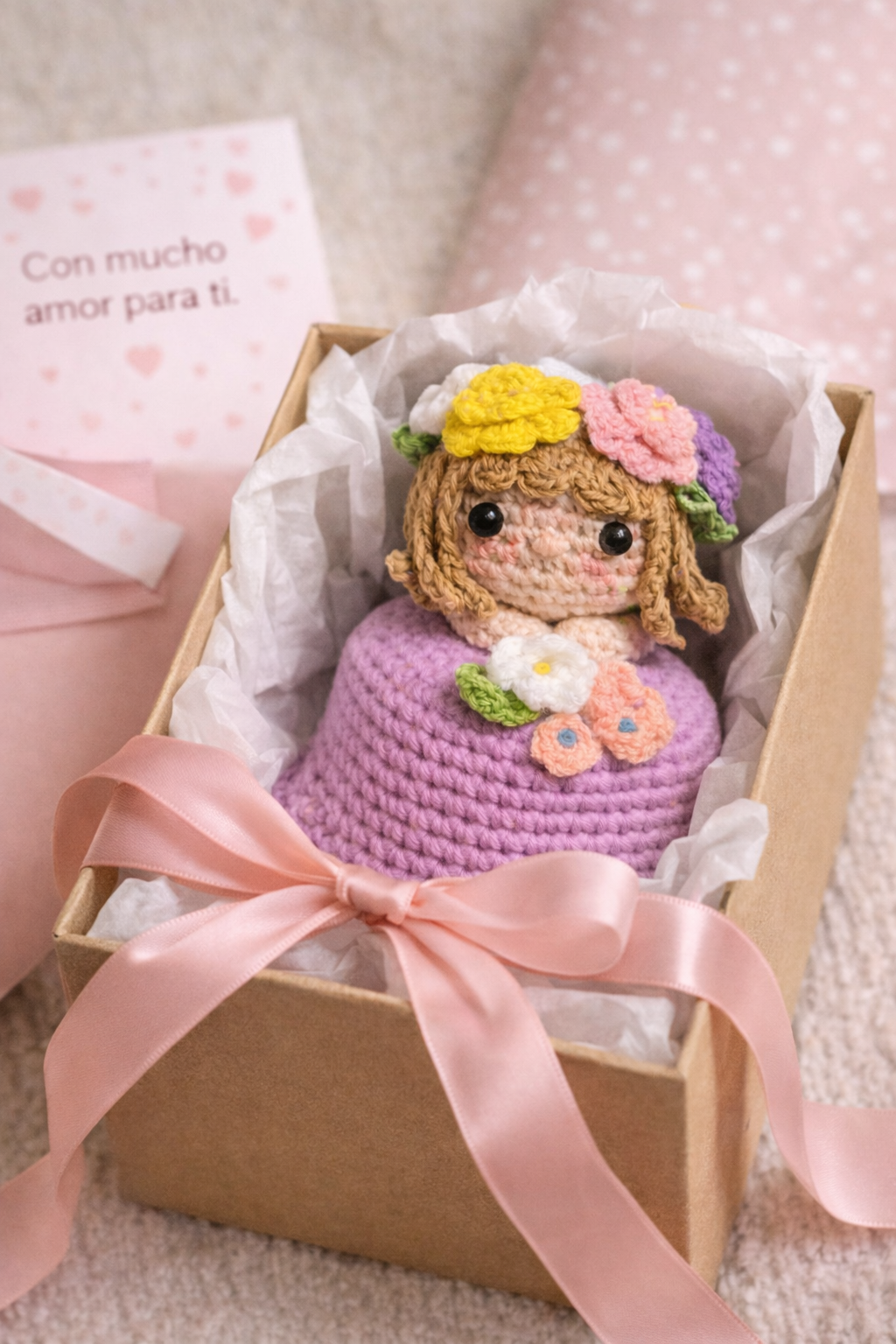 ramo amigurumi reversible violeta