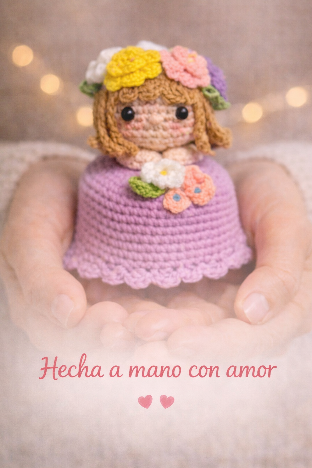 ramo amigurumi reversible violeta
