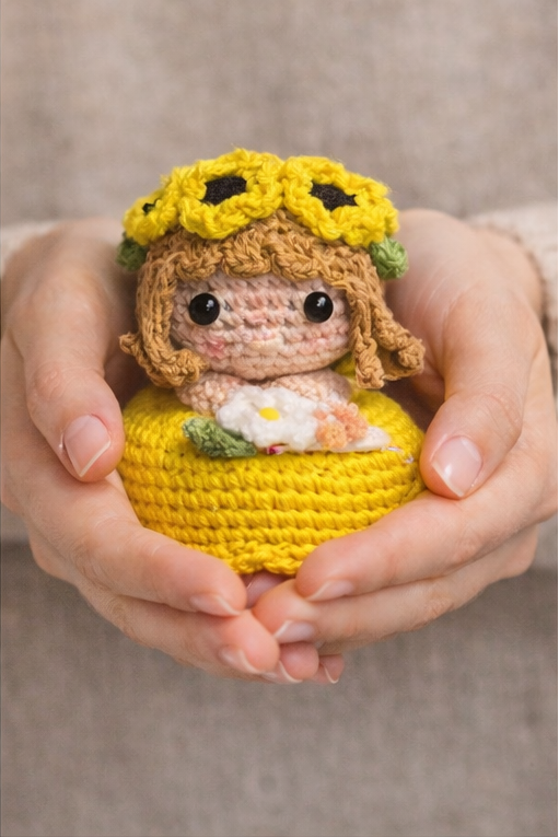 ramo amigurumi reversible Girasol