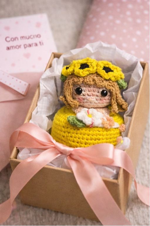ramo amigurumi reversible Girasol